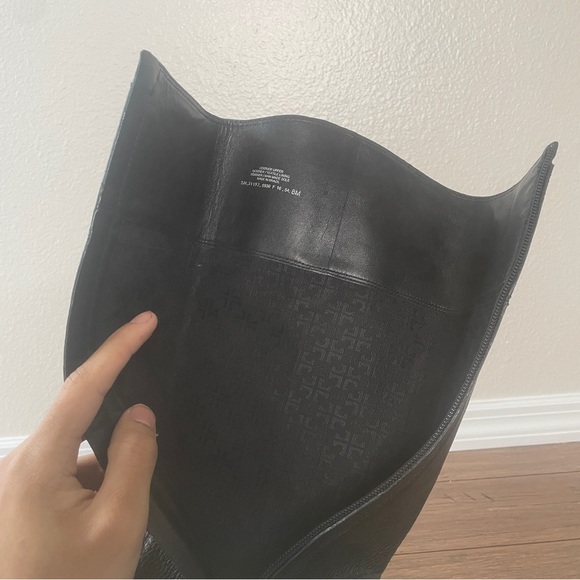 Tory Burch boots black grained leather knee high zip up boots luxury boots - Picture 9 of 16